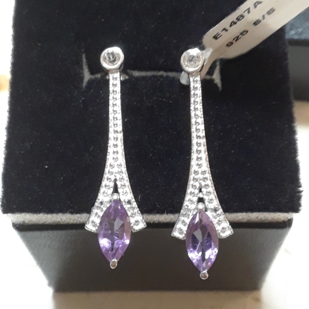 925 Sterling silver purple amethyst earring
